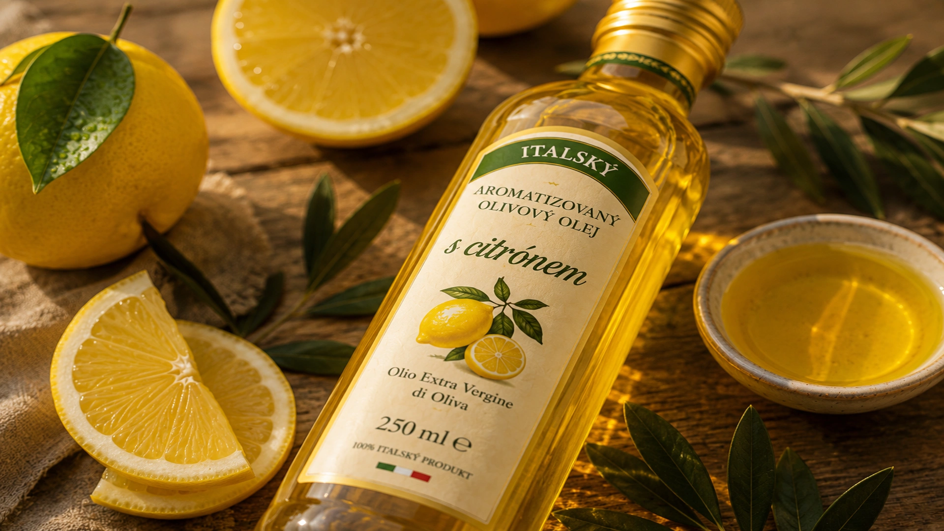 Detail aromatizovaného oleje s citrónem