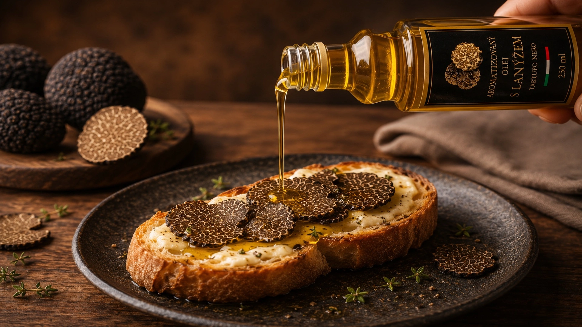 Použití aromatizovaného oleje s lanýžem v kuchyni