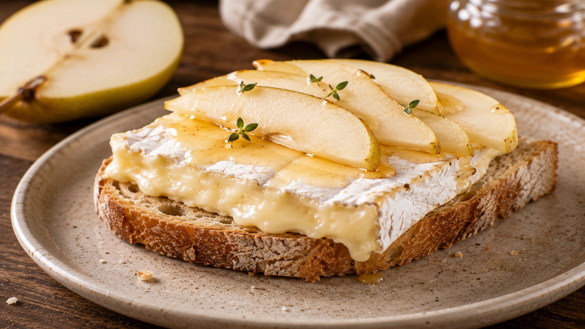 Brie di Bufala s hruškou a medem