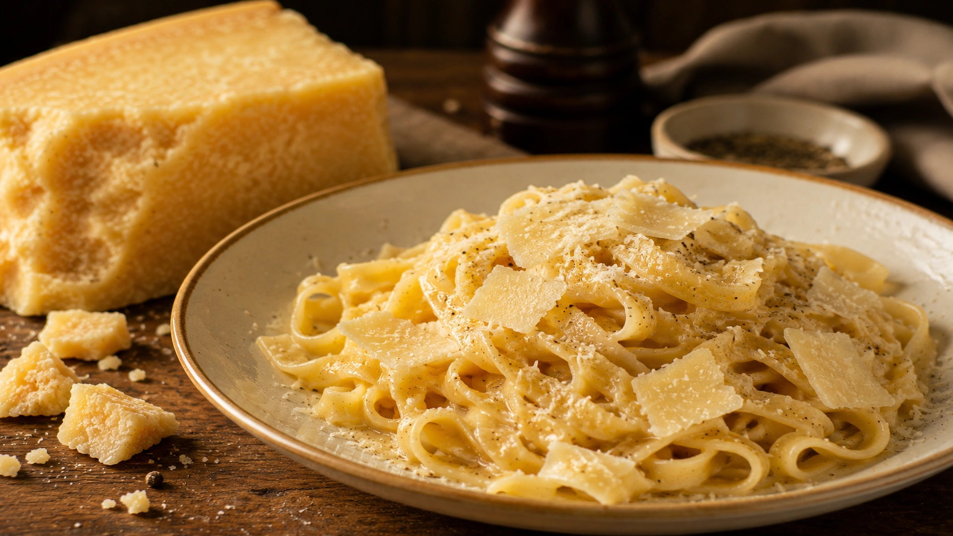 Grana Padano na těstovinách