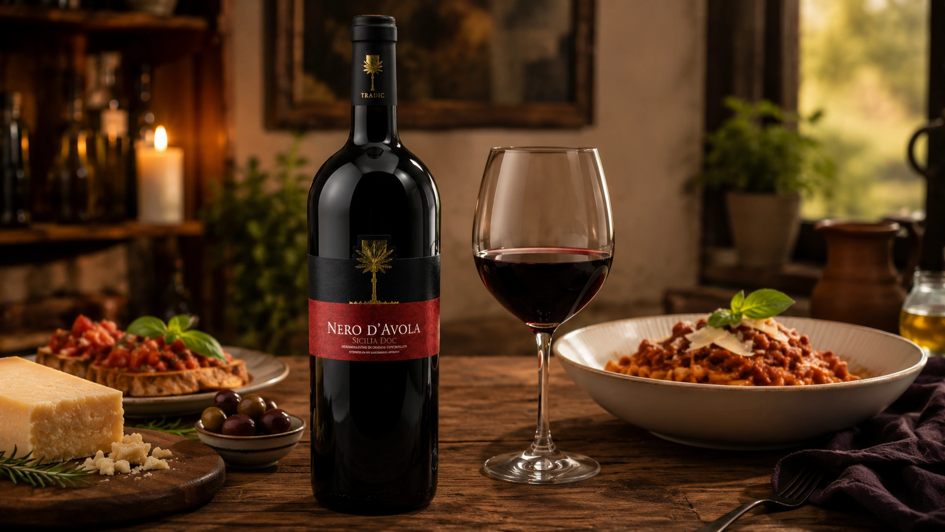 Podávání Nero d’Avola k jídlu
