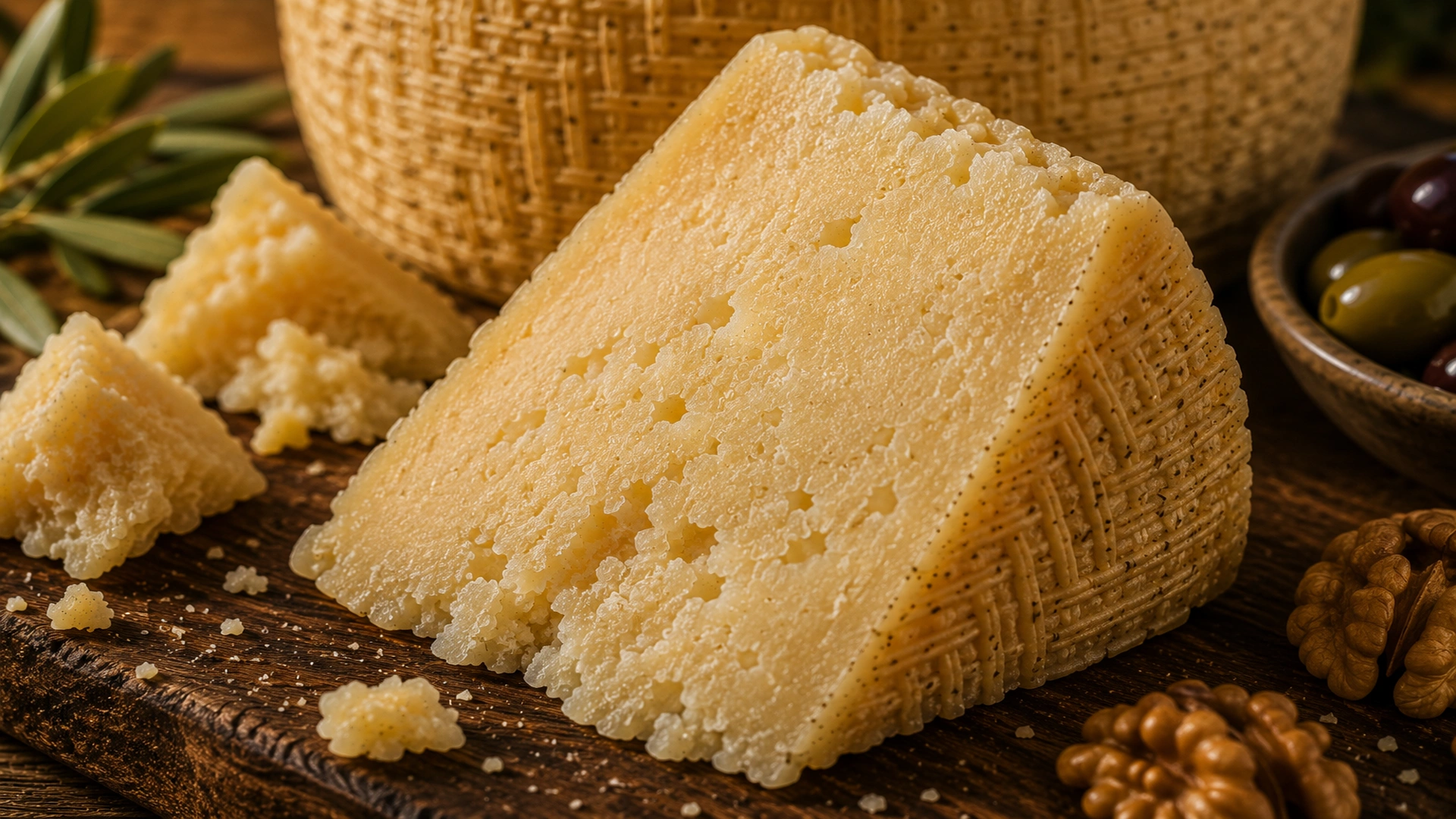 Detail textury Pecorino Siciliano DOP