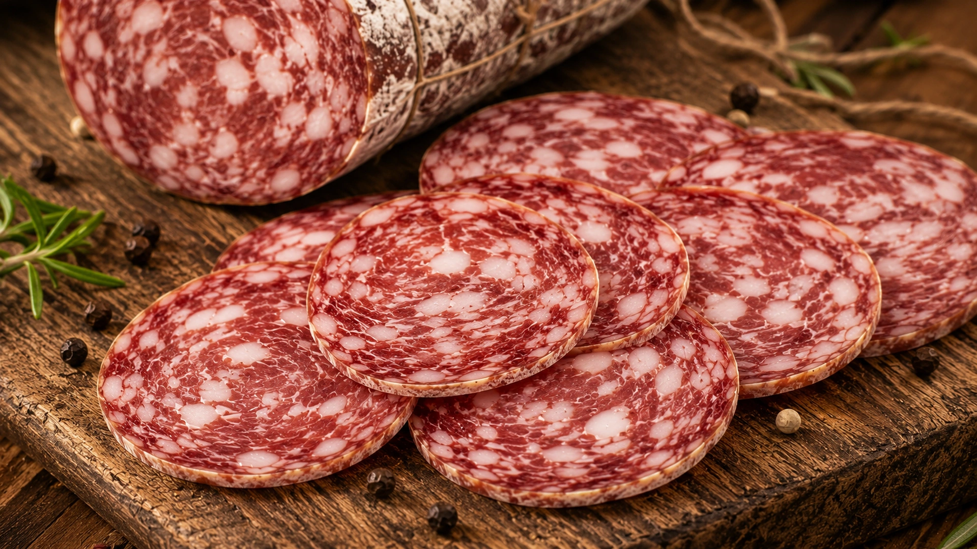 Detail salámu Salame Felino