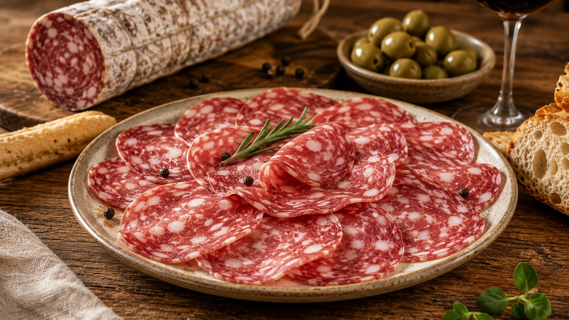 Podávání salámu Salame Felino