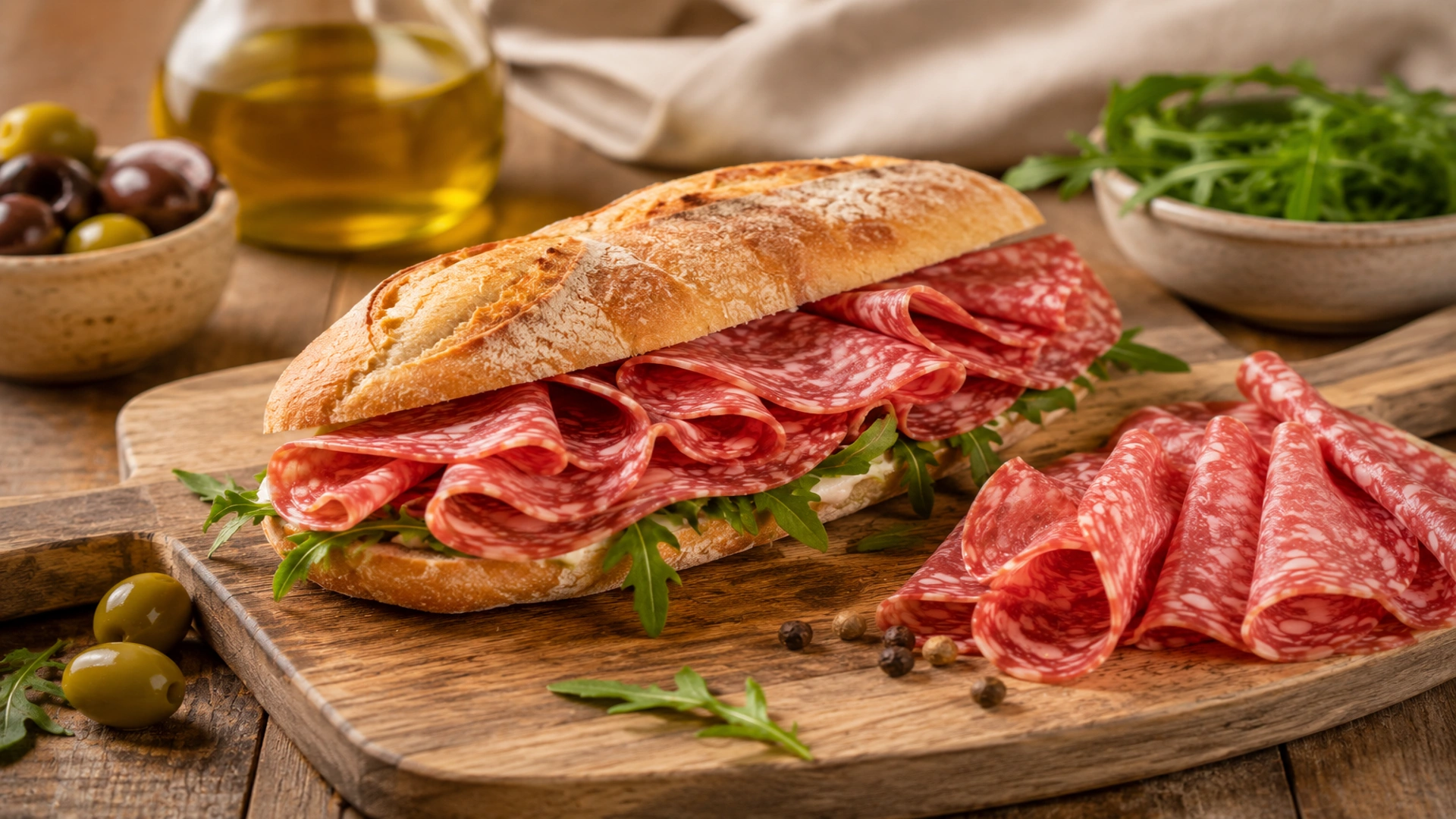 Podávání salámu Salame Golfetta