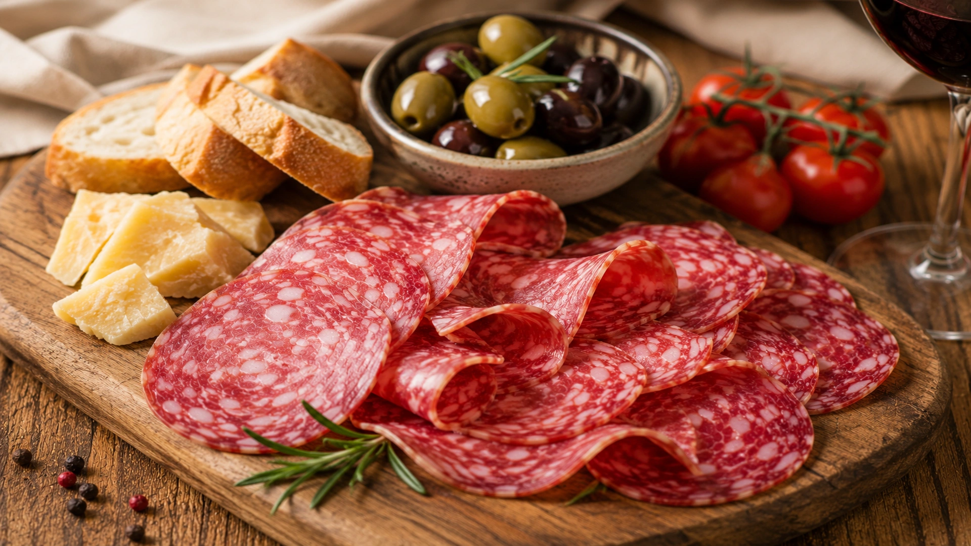 Salame Strolghino jako součást italského stolování