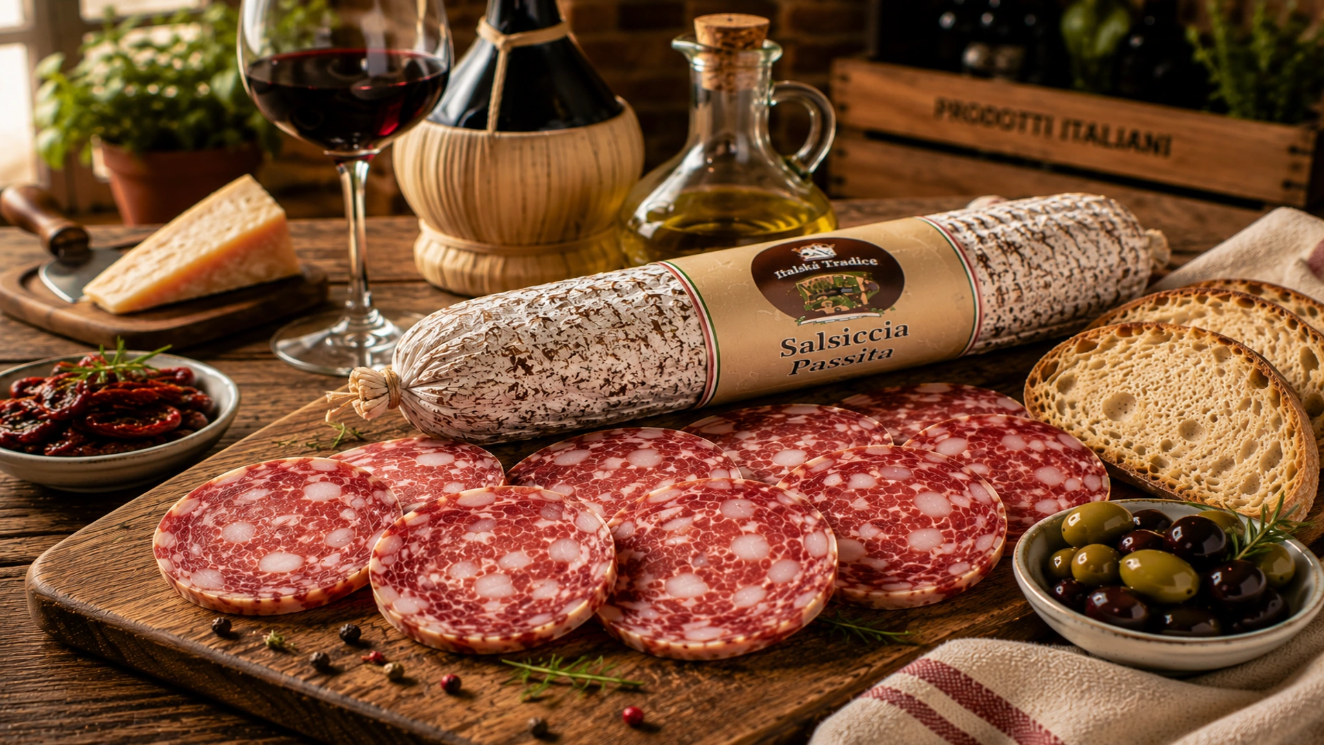 Salsiccia passita jako součást italského stolování