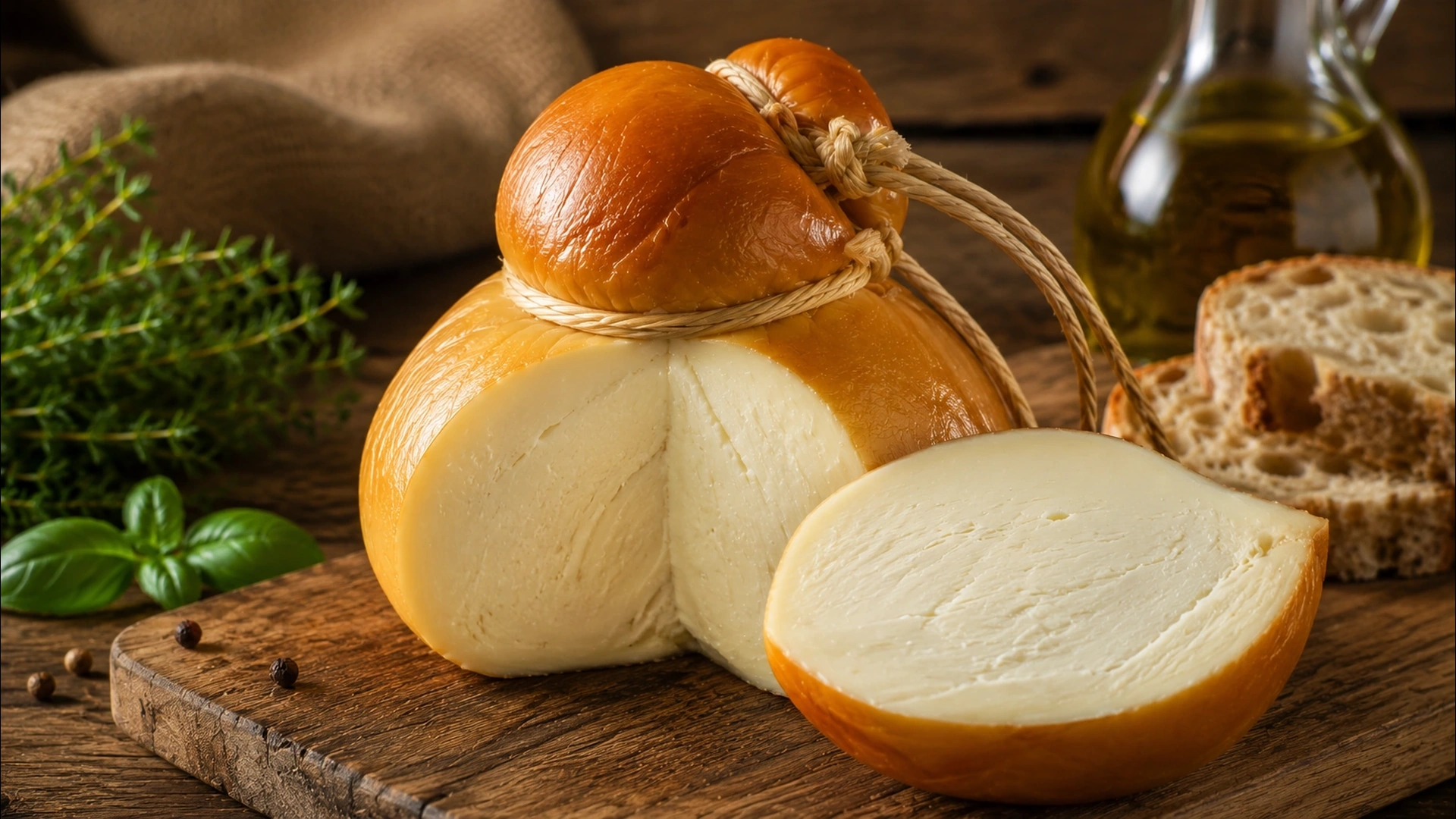 Detail sýru Scamorza affumicata