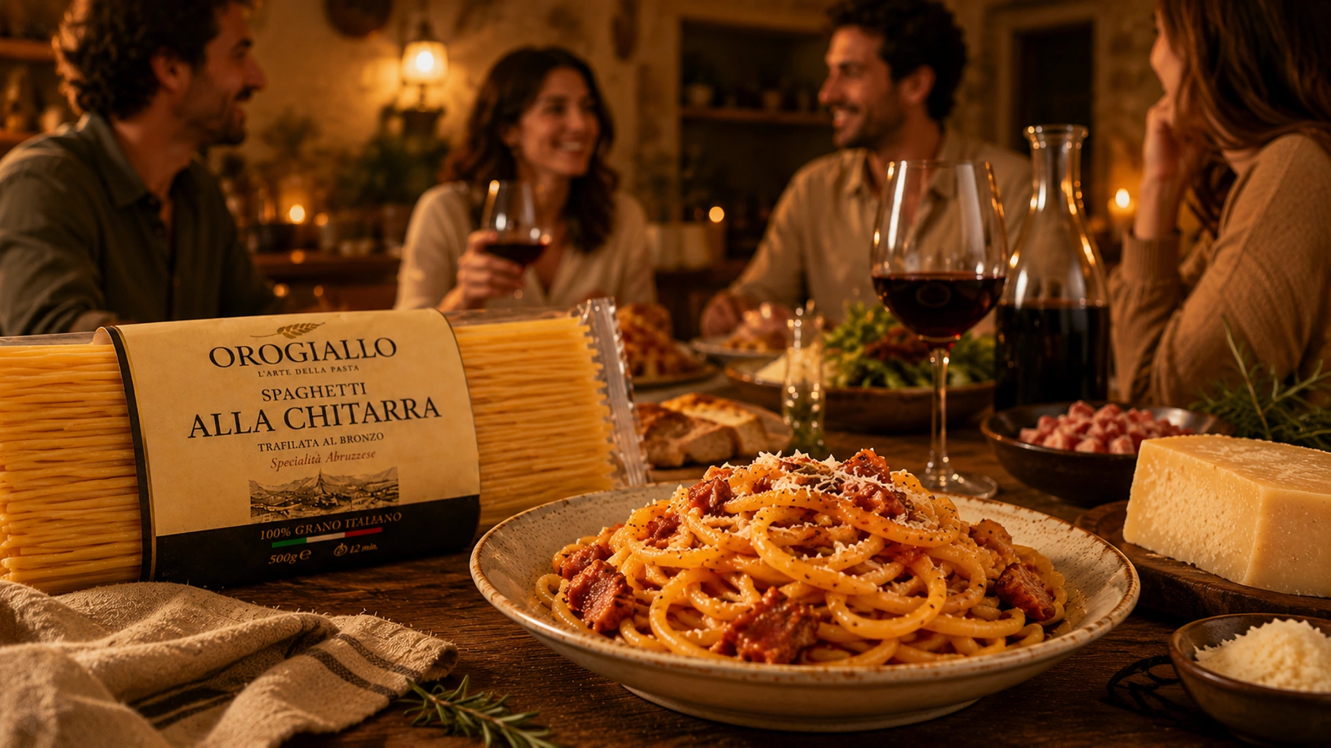 Spaghetti alla chitarra jako součást italského stolování