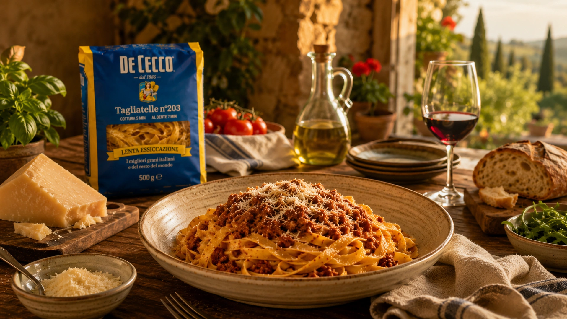 Tagliatelle De Cecco jako součást italského stolování
