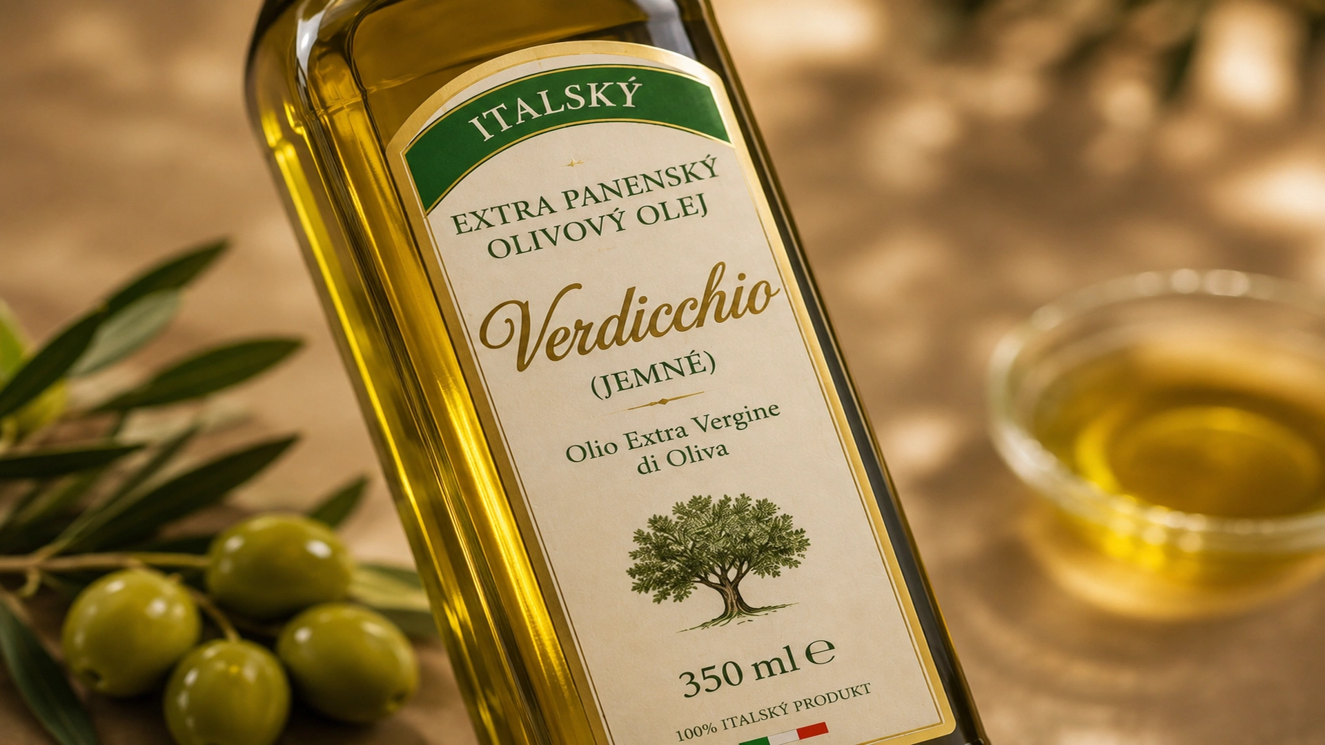 Detail olivového oleje Verdicchio